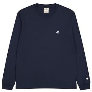 Champion Legacy Champion Basics L-s Crewneck T-shirt met lange mouwen voor heren, Navy Blauw