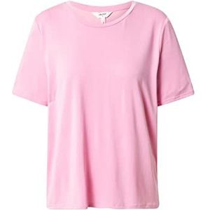 Object Vrouwelijk T-shirt met ronde hals, begonia rose
