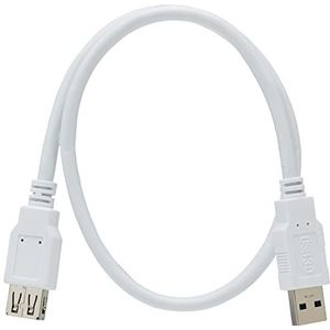 PremiumCord USB 3.0-5m verlengkabel - SuperSpeed datakabel tot 5 Gbit/s - USB 3.0 oplaadkabel type A bus op stekker - 9-polig - 3 afschermingen, kleur: wit. Lengte: 0,5 m