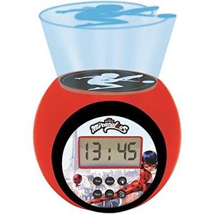 Lexibook RL977MI Projectiewekker Miraculous Ladybug met alarm en sluimerfunctie, nachtlampje met timer, lcd-display, werkt op batterijen, rood/zwart