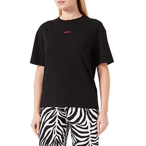HUGO Shuffle Loungewear_T T-shirt voor dames, Zwart 1