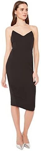 TRENDYOL Dames midi-bodycon, nauwsluitende weefjurk, zwart, maat 40, zwart.
