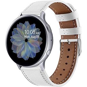 Band Compatibel met Samsung Galaxy Watch Active 2/Watch 42mm/Watch 3 41mm/Watch 4/4 Classic/Huawei Watch GT 2 42mm Bandje Leren Reservebandjes Vervangende Polsband voor Heren/Dames (Wit)