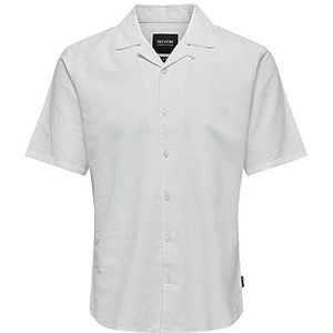 Only & Sons Onscaiden Ss Solid Resort Linen T-shirt voor heren, Wit.