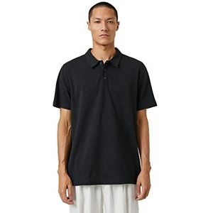 Koton T-shirt basique à col polo boutonné pour homme, Noir (999), M