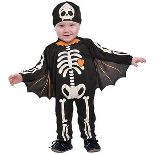 Ciao -Scheletrino Vleermuis Baby Bat Skeleton kostuum kostuum babyoverall (maat 3 - 4 jaar) met helm, kleur zwart, wit, oranje, 28043.3-4