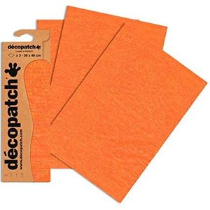 Décopatch C466O – een zak met 3 vellen bedrukt papier, 30 x 40 cm, oranje