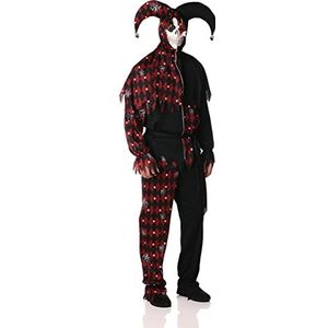 Sinister Jester's Fool Psycho Clown Halloween-kostuum, volwassen maat, heren