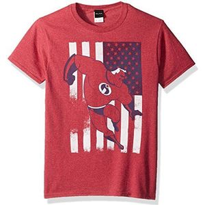 Disney Incredibles American Usa Flag Graphic Patriotic Heren T-Shirt, Red Heather, S, Red Heather