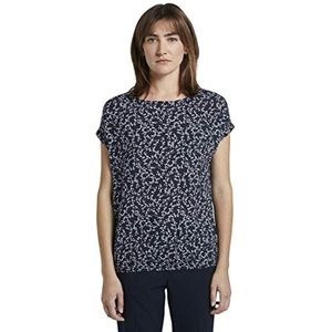 TOM TAILOR Damesblouse met all-over print, 21293 - marineblauw bloemenpatroon