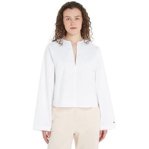 Tommy Hilfiger Effen katoenen blouse met V-hals geweven tops dames, Th Optic White