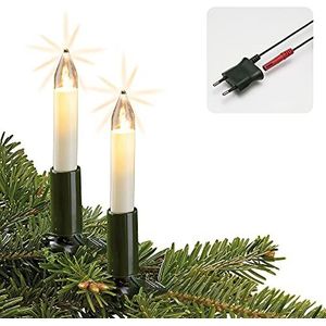 hellum Made-in-Germany 802047 led-lichtketting met clip, 20 lampen, verlichte lengte 13,3 m, groene kabel, groene staaf, voor binnen deelbaar stopcontact, kerstboomverlichting