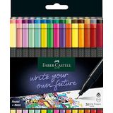 Faber-Castell 151630 Grip Finepen fineliner met metalen punt 0,4 mm, 30 stuks