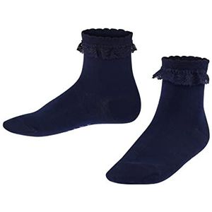 FALKE Romantic Lace Unisex sokken voor kinderen, katoen, wit, marineblauw, roze, versterkt, dun, zonder motief, met ruches rand, 1 paar, Blauw (Navy 6120)