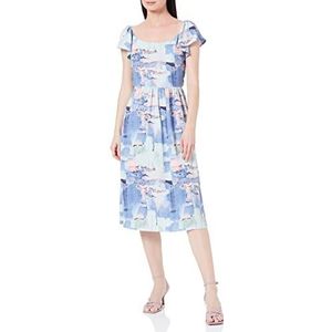 Liquorish Midi-jurk voor dames, casual, abstracte print, midi-jurk, Blauw