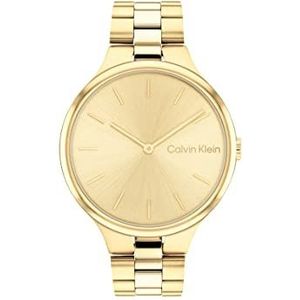 Calvin Klein Analoog kwartshorloge voor dames met goudkleurige roestvrijstalen armband - 25200126, Goud, Armband