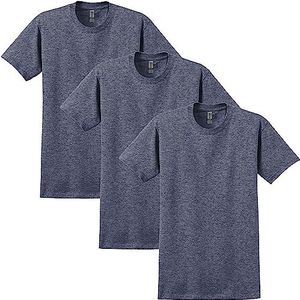 Gildan Ultra Cotton T-shirt Style G2000 heren (verpakking van 3), marineblauw gemêleerd (3 stuks)