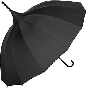 Susino Paraplu, zwart, voor dames, ideaal voor bruiloft en ceremonie, originele paraplu, automatisch openen, 12 stutten, uitstekende prijs-kwaliteitverhouding, zwart