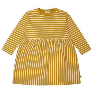 loud + proud Robe rayée à manches longues pour fille avec côte, certifiée GOTS, curry, 110-116