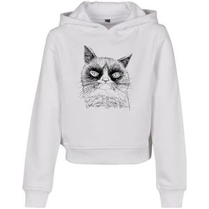 Mister Tee Kids Unhappy Cat Cropped Hoody Sweatshirt voor jongens, Wit