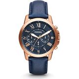 Grant chronograaf marineblauw leren horloge