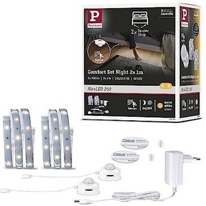 Paulmann 78894 MaxLED Strips 250 Night Comfort basisset 1 m 2 x 300 lm/m 60 leds/m incl. 2 x 4 W dimbare lichtstrip zilver kunststof 2700 K