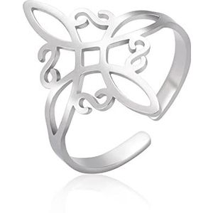 kkjoy Roestvrij stalen ring met Keltische knoop - Amulet voor dames, Roestvrij staal