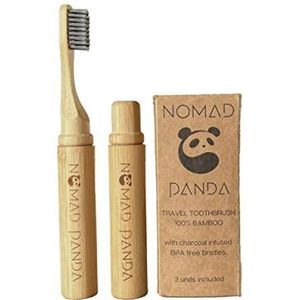 Nomad Panda Tandenborstel, bamboe etui, bamboe tandenborstel, houten tandenborstel met tandenborstelhouder, milieuvriendelijke reistandenborstel, opvouwbare draagbare tandenborstel, draagbare tandenborstel, perfecte reisgadgets
