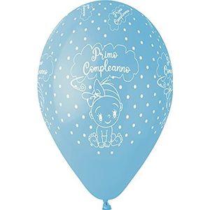 Verpakking met 25 ballonnen Pearly Primo Compleanno van natuurlijke latex premium kwaliteit G120 (Ø 33 cm/13 inch), Light Blue Pearl