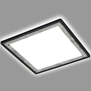 BRILONER - Led-plafondlamp met backlight-effect, slim led-plafondlamp, ultraplat, zilver-crafted, neutraal wit licht, 293 x 293 x 28 mm, zwart