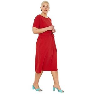 TRENDYOL Trendyol Dames Plus Size Mini A-Line Casual Fit Gebreide Grote Maat Trendyol Jurk Gebreide Jurk Grote Maat - Casual Fit Dames, Rood