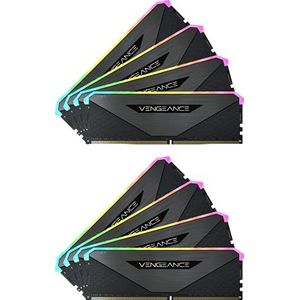 Corsair Vengeance RGB RT 256 GB (8 x 32 GB) DDR4 3600 MHz C18 Desktopgeheugen (dynamische RGB-verlichting, geoptimaliseerd voor AMD 300/400/500-serie, compatibel met Intel 300/400/500-serie), zwart