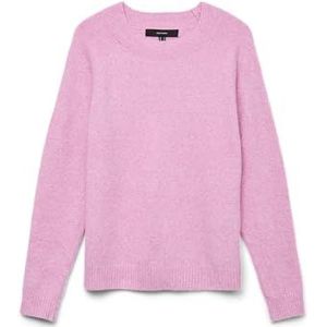 VERO MODA Vmdoffy Ls Noos Damestrui met ronde hals, Fuchsia roze/details: gemengd