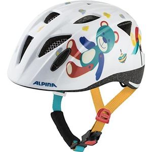 ALPINA XIMO Lichte, veilige en onbreekbare fietshelm met optioneel ledlicht voor kinderen, glanzend wit (47-51 cm)