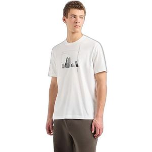 Emporio Armani Regular fit T-shirt met grafische elementen en iconische afbeelding T-shirt voor heren, Off White Ny