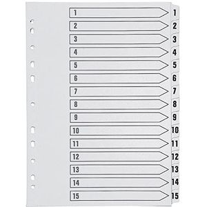 Q Connect A4 meervoudige gaten-index voor 1-15, versterkt met transparant whiteboard