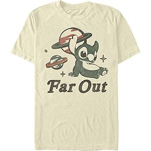 Disney Far Out Stitch heren T-shirt, crème, S, Crème