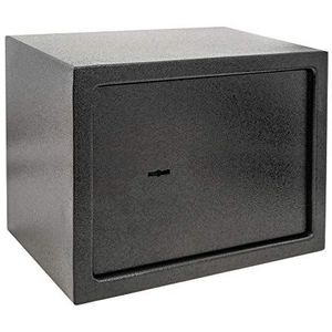 PrimeMatik Safe voor wandmontage van staal, met sleutel, 35 x 25 x 25 cm, zwart