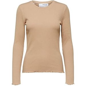 Bestseller a/s Slfanna T-shirt voor dames, Ls ronde hals, lange mouwen, tannine