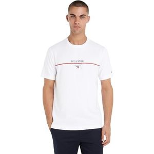 Tommy Hilfiger Hilfiger Stripe Tee S/S T-shirt pour homme, White, M