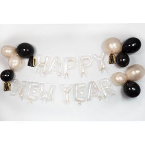 Amscan- Ensemble décoration Ballon-Guirlande Happy New Year Latex/Papier/Plastique 30 pièces, 9911782