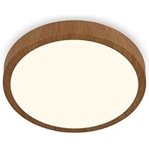 Briloner - Led-plafondlamp, plafondlamp van hout, warm wit licht, plafondlamp, houtlook, Ø280x40mm