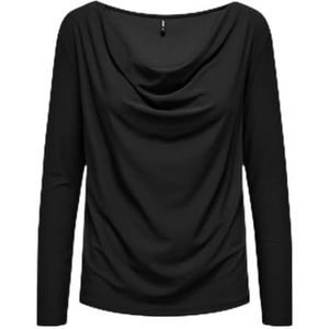 ONLY Onlnew Sansa L/S Waterfall Top Jrs T-shirt met lange mouwen voor dames, zwart.