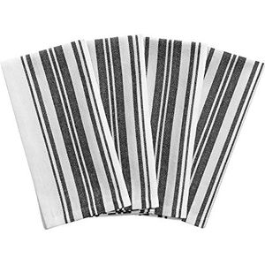 Elrene Homestead servetten, gestreept, katoen, 50,8 x 50,8 cm, zwart/wit, 4 stuks