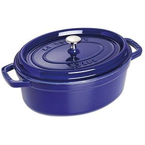 Staub Gietijzeren braad/cocotte, ovaal 31 cm, 5,5 L, donkerblauw