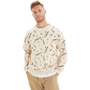 Trendyol Regelmatig sweatshirt met ronde hals trainingspak heren, steen, L, Steen