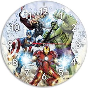 ERT GROUP Origineel en officieel gelicentieerd Marvel, stille wandklok glanzend, Avengers motief 001 uniek design, beschilderde metalen wijzers, 30,5 cm (12 inch)