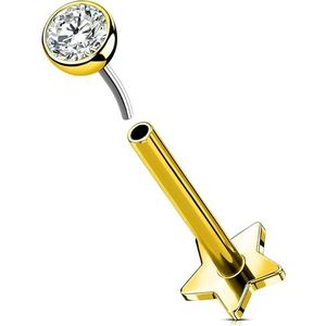 OUFER Body Piercing Gold Labret Stud Bar 16G Threadless Push in Lip Jewellery 5/6/8/10/12mm Helix Tragus Conch Cartilage Piercing Titanium Flat Back Earrings Women Men