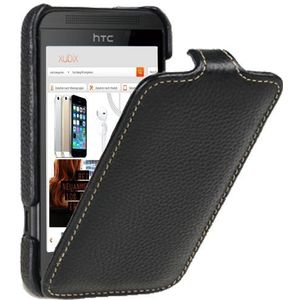 xubix Premium Flip Style lederen hoes voor HTC Desire 200 zwart / zwart