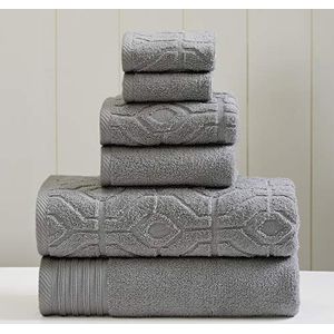 Amrapur Overseas Set van 6 jacquard servetten Yarn Dyed Diamond Gate - houtskool